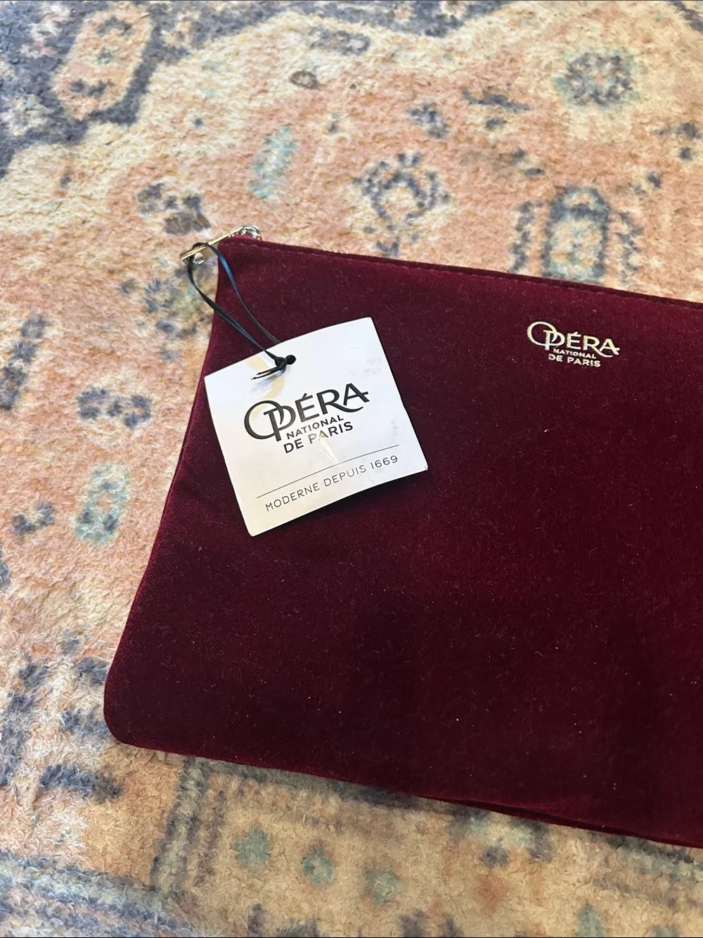Déra De Paris Burgundy Velvet Zip Pouch